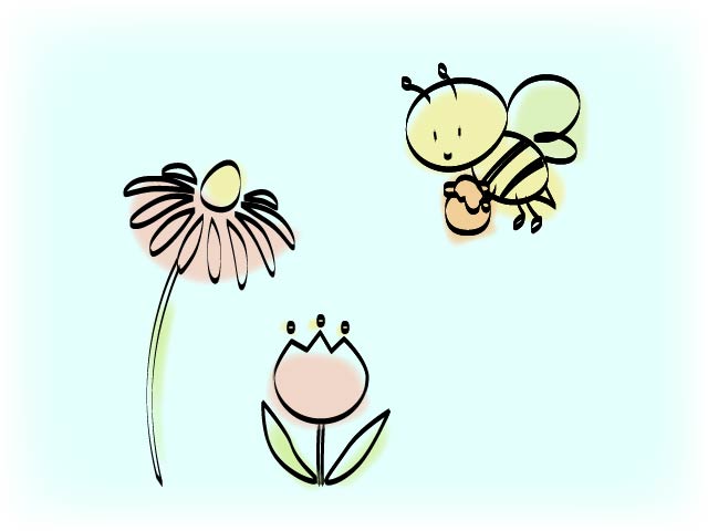 ミツバチに花を加えてみました